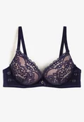 Biustonosze - Granatowo-Różowy Koronkowy Biustonosz Push-Up Regulowanych Ramiączkach Yloena - miniaturka - grafika 1