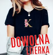 Koszulki i topy damskie - CZARNA KOSZULKA Z PIERWSZĄ LITERKĄ IMIENIA - miniaturka - grafika 1