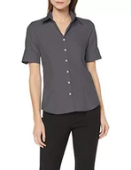 Bluzki damskie - Seidensticker Damska bluzka koszulowa z krótkim rękawem, nowoczesny krój, bez prasowania, bluzka koszulowa, szary, 44 - miniaturka - grafika 1