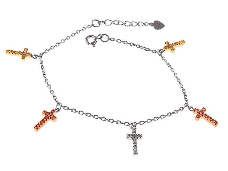 BRANSOLETA BOHO Z PRZYWIESZKAMI KRZYŻ b0469 - 2,9g.