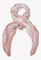 Apaszki i szaliki damskie - Szal 100% wiskoza różowy z motywem geometrycznym - miniaturka - grafika 1