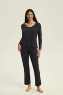 Piżamy damskie - Piżama damska długi rękaw Jenius 3 Esotiq ciemny szary XL - miniaturka - grafika 1