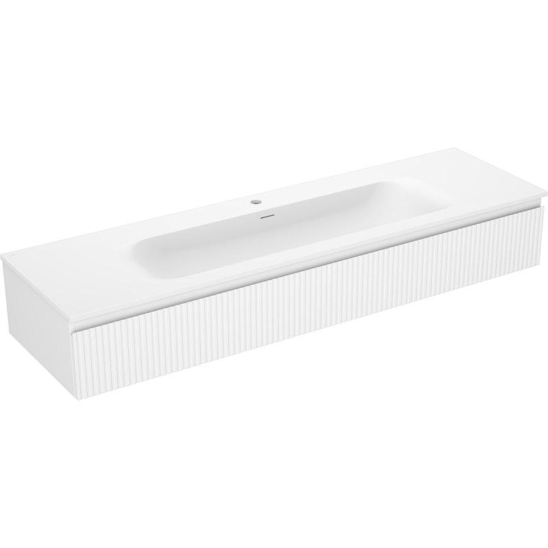 Mexen Rivel szafka łazienkowa 160 cm z umywalką Vela, 1 szuflada, ryflowana , biała mat - 91A20-16023-1-BF01-W23M01