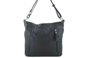 Barberini's, Worek skórzany na ramię, czarny - Torebki damskie Barberini's, Worek skórzany na ramię, czarny - Torebki damskie - miniaturka - grafika 1