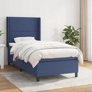 Łóżka - vidaXL Łóżko kontynentalne z materacem, niebieskie, tkanina 100x200 cm - miniaturka - grafika 1