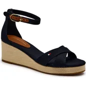 Sandały damskie - Tommy Hilfiger Koturny | z dodatkiem skóry - miniaturka - grafika 1