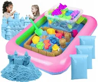 Zabawki sensoryczne - PIASEK KINETYCZNY MAGICZNY 3KG ZESTAW 12 FOREMEK BASEN PIASKOWNICA ŁOPATKA - miniaturka - grafika 1