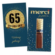 Bombonierki i czekoladki - 10x PODZIĘKOWANIA NA 65 URODZINY DLA GOŚCI merci lat - premium - GRANATOWY - miniaturka - grafika 1