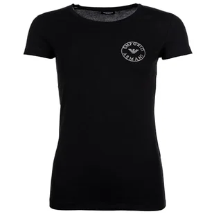 Emporio Armani Damska koszulka z okrągłym kołnierzem Essential Studs z logo, czarny, M - Koszulki i topy damskie - miniaturka - grafika 1