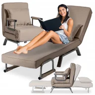 Fotel Rozkładany Jednoosobowy Leżak Bart Beżowy Leżanka Do Spania