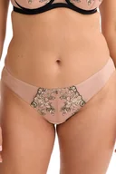 Majtki damskie - Figi damskie tanga z haftem Oriana 035 beżowe L - miniaturka - grafika 1
