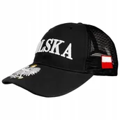 Czapki i chusty sportowe męskie - Czapka Z Daszkiem Z Haftem Polska 3D Orzeł Biały Dla Kibica Flaga Black - miniaturka - grafika 1