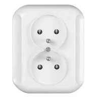 Gniazdka elektryczne - Gniazdo podwójne z uziemieniem białe Topaz - miniaturka - grafika 1