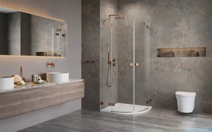Radaway Essenza Pro Brushed Copper Pdd kabina 90x100 cm szczotkowana miedź 10095090-93-01L/10095100-93-01R - Kabiny prysznicowe - miniaturka - grafika 3