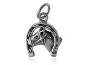 Wisiorki - Elegancki oksydowany srebrny wisior koń konik kucyk srebro 925 - miniaturka - grafika 1