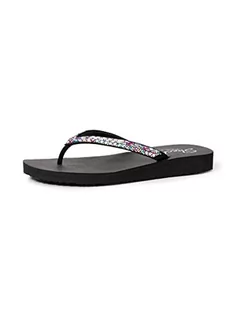 Skechers Damskie japonki do medytacji, czarny - Czarny Black Mitobuck Multi Rhinestone Bkmt - 40 EU - Klapki i japonki damskie - miniaturka - grafika 1