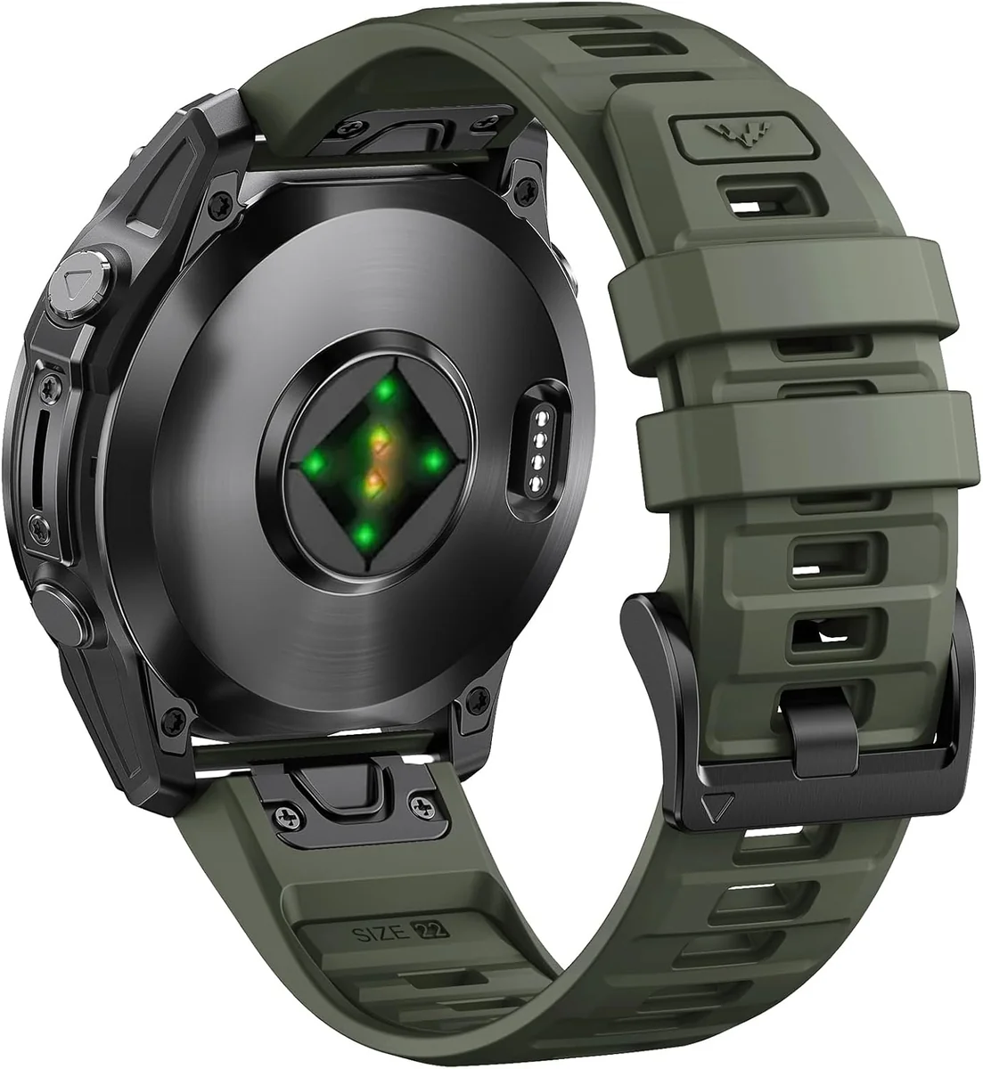 Pasek do zegarka 22 mm QuickFit silikonowy zieleń wojskowa