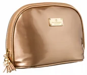 Kosmetyczki, organizery i kuferki - Kosmetyczka podróżna w złotym kolorze z wodoodpornego materiału syntetycznego - Peterson - miniaturka - grafika 1