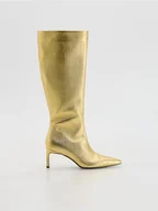 Kozaki damskie - Reserved - Skórzane kozaki na szpilce - złoty - miniaturka - grafika 1