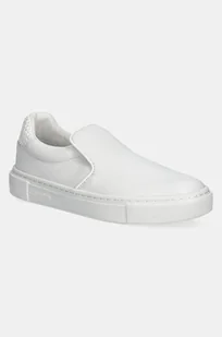 Calvin Klein tenisówki skórzane CUPSOLE SLIP ON - WOVEN LTH damskie kolor biały HW0HW02297 - Trampki damskie - miniaturka - grafika 1