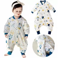 Śpiworki dla dzieci - PIŻAMA DLA DZIECI PAJACYK DO SPANIA SWADDLE UP ŚPIWOREK ROZPINANY BAWEŁNA 70 - miniaturka - grafika 1