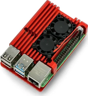 JustPi Obudowa justPi do Raspberry Pi 4B - aluminiowa z dwoma wentylatorami - czerwona ODS-15690 - Akcesoria do komputerów jednopłytkowych - miniaturka - grafika 1