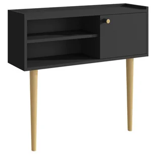 Czarna konsola w stylu loft z dębowymi nogami K0-N27 - Toaletki - miniaturka - grafika 1