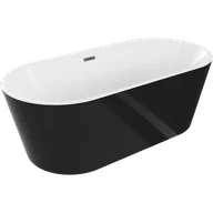 Wanny - Mexen Luna wanna wolnostojąca 140 x 75 cm, biała/czarna, przelew gun gray szczotkowany - 52031407575-66 - miniaturka - grafika 1