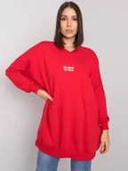 Bluzki damskie - Tunika plus size czerwony dekolt w kształcie V rękaw długi długość mini print (nadruk) zamek - miniaturka - grafika 1