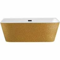 Wanny - Besco WA-170-VRZC VARYA GLAM złota wanna wolnostojąca przyścienna maskownica syfonu z przelewem czarna 170 x 80 - miniaturka - grafika 1