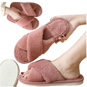 Kapcie damskie - Kapcie pantofle domowe obuwie laczki damskie 40-41 miękkie pluszowe miękkie - miniaturka - grafika 1