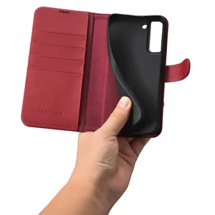 iCarer Haitang Leather Wallet Case skórzane etui do Samsung Galaxy S22+ (S22 Plus) portfel obudowa pokrowiec czerwony (AKSM05RD) - Etui i futerały do telefonów - miniaturka - grafika 10