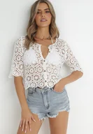 Swetry damskie - Biały Kardigan Narzutka Rosia - miniaturka - grafika 1