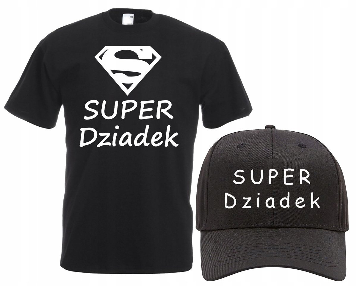 KOSZULKA + CZAPKA BEJSBOLÓWKA Z HAFTEM na Dzień Dziadka SUPER DZIADEK XL