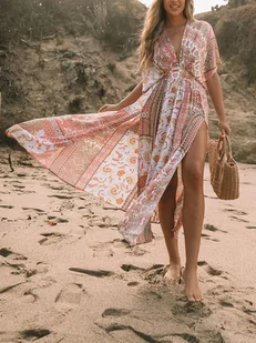 Milan Kiss Sukienka w kolorze szaroróżowo-białym - Sukienki - miniaturka - grafika 1