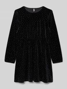 Sukienka taliowana z długim rękawem i obszyciem ozdobnymi kamieniami model ‘VELLA’ - Sukienki - miniaturka - grafika 1