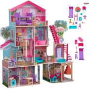 Domki dla lalek - COIL Domek dla lalek drewniany duży + meble XXL akcesoria dla Barbie willa 145cm Kidkraft Pool Party - miniaturka - grafika 1
