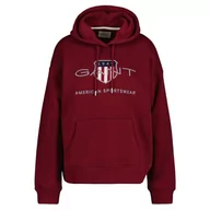 Bluzy damskie - GANT Damska bluza z kapturem Rel Archive Shield, Plumped Red, XS - miniaturka - grafika 1