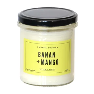 Świeca sojowa BANAN + MANGO - aromatyczna ręcznie robiona naturalna świeca zapachowa w słoiczku 300ml - Świece - miniaturka - grafika 1