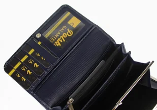 Wygodny Portfel Damski MARCO (PL) 16 cm Klamra Skóra Naturalna NIEBIESKI LAKIEROWANY PD-09 - Portfele - miniaturka - grafika 9