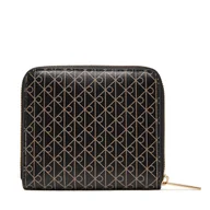 Portfele - Mały Portfel Damski Calvin Klein Emblem Aop Square Zip Around LV04F1089G Czarny - miniaturka - grafika 1