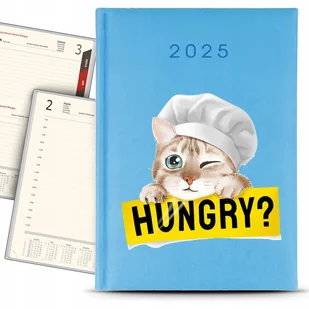 Kalendarz A5 2025 Błękitny HUNGRY? Terminarz Dziennik Planer Wzory - Kalendarze - miniaturka - grafika 1