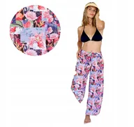 Spodnie damskie - Przewiewne Luźne Spodnie na Gumce Plażowe na Lato Na Wakacje na Kostium S/M - miniaturka - grafika 1