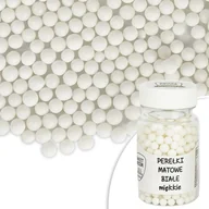 Dodatki do ciast w proszku - Posypka cukrowa PEREŁKI MIĘKKIE BIAŁE matowe Sweet Decor, 30 g - miniaturka - grafika 1