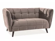 Sofy i kanapy - Signal Sofa CASTELLO 2 VELVET beżowa tap. BLUVEL 28, na drewnianych nogach w kolorze wenge - miniaturka - grafika 1