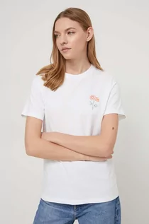 Koszulki sportowe damskie - Converse t-shirt bawełniany damski kolor biały - grafika 1