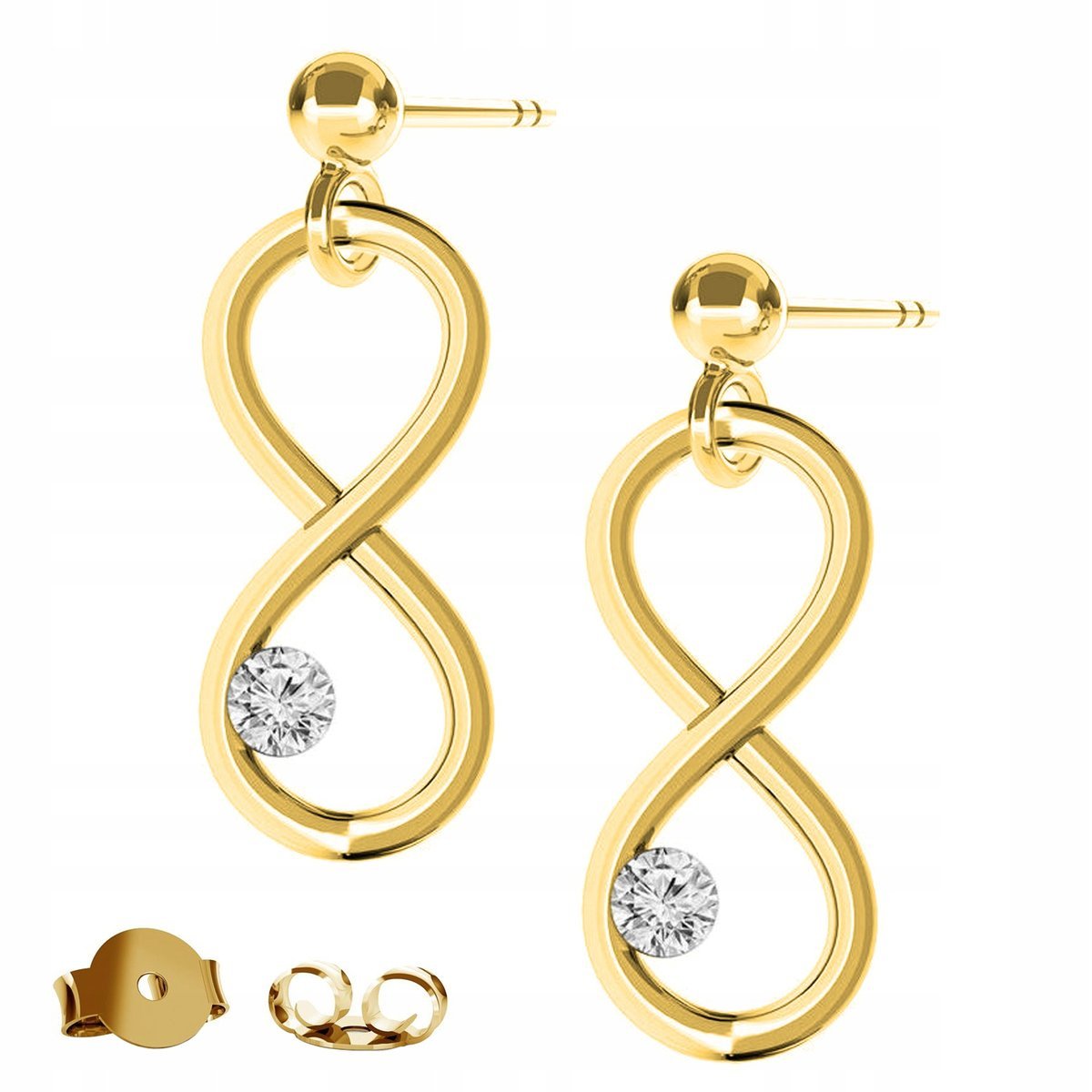 Kolczyki złote Nieskończoność Serce 925