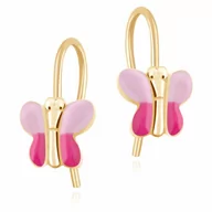 Biżuteria dla dzieci - Srebrne Kolczyki 925 Złocone Motylki Grawer - miniaturka - grafika 1