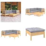Meble ogrodowe - vidaXL 5-częściowy zestaw wypoczynkowy do ogrodu z szarymi poduszkami z drewna sosnowego - Zestaw wypoczynkowy do ogrodu - Zestawy wypoczynkowe do ogrodu - Zestaw mebli ogrodowych - Zestawy mebli ogrodowych - miniaturka - grafika 1