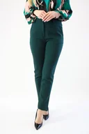 Spodnie damskie - Eleganckie spodnie Sawanna Butelkowa zieleń 38 - miniaturka - grafika 1